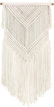 Boho Macrame Woven Wall Hanging Beige 16 in x 36 in Modern Bohemian Tapestry wal - £28.32 GBP