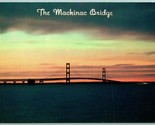 Tramonto Vista Mackinac Ponte Mackinac Isola Michigan Mi Unp Cromo Carto... - $3.02