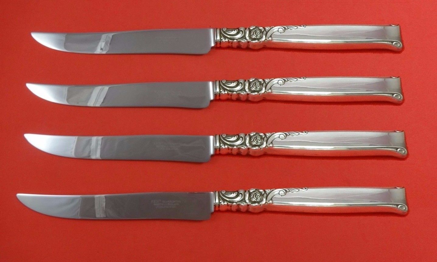 Primary image for Silver Rose by Oneida Sterling Silver Steak Knife Set 4pc Texas Sized Custom