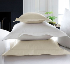 Sferra Grana Pillow Sham Boudoir Ivory Cotton Silk Pique Matelasse Italy... - $48.41