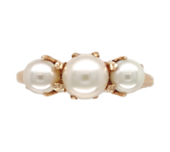 10k Yellow Gold Victorian Three Pearl Ring Size 6 Jewelry (#J7471) - €371,66 EUR