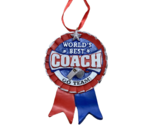 Kurt Adler World Best Coach Christmas Ornament Hanging Red White Blue Wh... - £9.89 GBP
