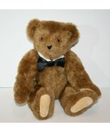 Vermont Teddy Bear 16" Jointed Plush Black Satin Bow Tie Soft Toy Stuffe... - $21.80