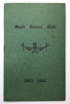 1943 - 1944 Music Lovers Club Program Booklet St. Paul Minneapolis Minne... - £11.94 GBP