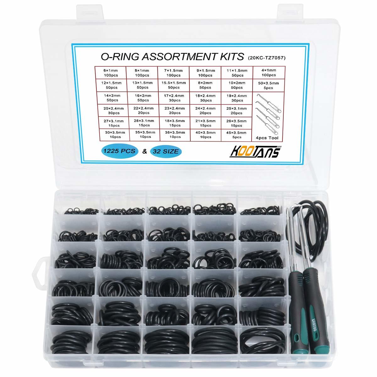 The Kootans 32Size 1225 Pcs. Metric Nitrile Rubber O Rings Assortment Kit - $23.77