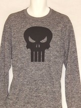 Punisher T-Shirt Men&#39;s Size Large Skull Logo Longsleeve Gray NEW Marvel ... - £17.76 GBP