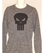 Punisher T-Shirt Men&#39;s Size Large Skull Logo Longsleeve Gray NEW Marvel ... - £17.38 GBP