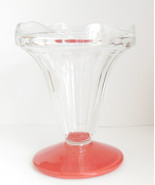 Vintage France Sherbet Dessert Glass Scalloped Edge Orange Rose Pink Base - £23.94 GBP