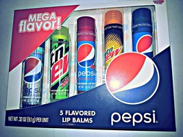 LARGE Lotta Luv PEPSI Mega Flavor 5 piece Flavored Lip balms Mountain Dew, Pepsi - £6.95 GBP