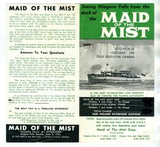Maid of the Mist Brochure Niagara Falls New York &amp; Ontario 1963 - $11.88