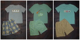 NEW Boutique Boys Shorts Outfit Set Fishing Nautical Sailboat - £12.78 GBP