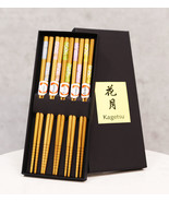 Reusable Bamboo Colorful Cherry Blossoms Set of 5 Ridged Chopsticks Pair... - $16.39 CAD