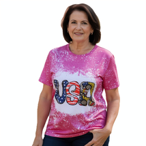 "USA" Tie Dye Magenta Pink - Women's top (Small) - $12.79