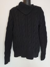 Lauren Ralph Lauren Womens Chunky Cable Knit Sweater Large Black Turtleneck - $29.99