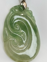Glassy Ice Light Green 100% Burma Jadeite Jade RU-YI Pendant # 45 carat # - £534.78 GBP