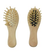 Set of 2 Piece Small Size Pocket Travel Bamboo Cushion Hairbrush Natural... - $167.07 MXN