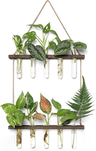 Plant Propagation Tubes, 2 Tiered Wall Hanging Plant Terrarium with Wooden Stand - £26.89 GBP