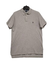 Polo Ralph Lauren Polo Shirt Mens Size Large Grey Cotton Custom Fit Short Sleeve - £9.47 GBP