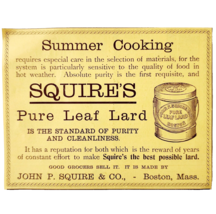 Squire&#39;s Pure Leaf Lard 1897 Advertisement Victorian Baking Boston ADBN1ooo - $19.99