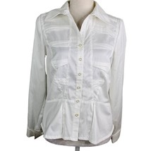 Coldwater Creek Blouse Small White Wrinkle Resistant Non Iron New - £27.49 GBP