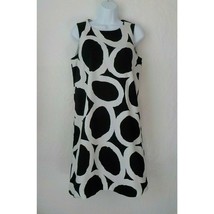 Dana Buchman Black White Dress Women 4 Shift A-Line Circles Print Sleeve... - £7.65 GBP