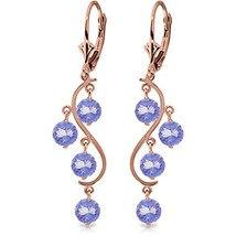 Galaxy Gold GG 4 CTW 14k Solid Rose Gold Chandelier Earrings Natural Tanzanite - £597.79 GBP