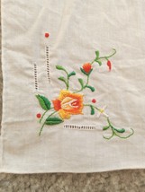 Vintage Antique Ladies Hankie Handkerchief Embroidered Red Orange Flower... - $15.31 CAD