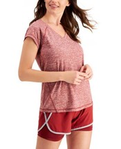 allbrand365 designer Womens Activewear Heathered Performance T-Shirt Medium Red - $23.88