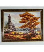 Pebble Art Lighthouse Painting Framed Landscape Ocean Wall Hanging Grave... - £11.79 GBP