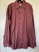 Orvis Shirt Mens Size XL Country Twill Button Down Long Sleeve Red Plaid - £22.00 GBP