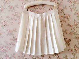 Short White Pleated Mini Skirts Women Girl Petite Size Pleated Skirt Outfit image 3