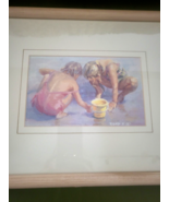Lucille Raad Framed and Signed Art Print Looking for Beach Treasures - $48.79 CAD