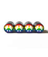 Peace Rainbow Tire Valve Stem Caps - Black, Aluminum - Set of Four - $15.99