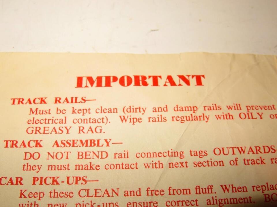 VINTAGE SCALEXTRIC INSTRUCTION SHEET - - FAIR- M50 - $2.80