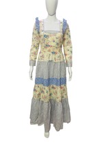 LoveShackFancy Women&#39;s Floral Printed Lyna Tiered Cotton Gown Maxi Dress S 4 - £84.66 GBP