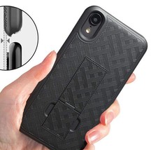 For I Phone Xr 6.1&quot; - Hard Combo Holster Kickstand Case Cover w/ Belt Clip Black - £16.77 GBP