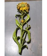 Vintage 1966 Dart Ind Floral Wall Hanging Green Yellow Daisy USA 19.5&#39;&#39; - £25.36 GBP