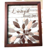 &quot;Laugh Every Day&quot;  Rustic Wall Art Framed Brown Modern Flowers 11&quot; x 9&quot; New - €17,28 EUR