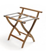Solid Wood High Back Luggage Rack with Grey Straps in Light Wood Finish - $3,205.83 MXN