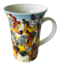 Paul Cardew Roosters Coffee Mug Designed in England 2008 5” tall Colorful - £13.64 GBP