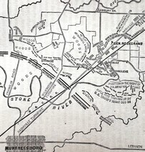 Map 1866 Stone River Battle Ground Civil War Victorian Military Rebellio... - $39.99