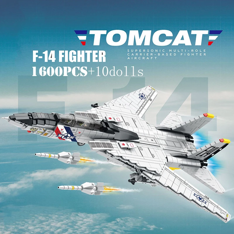 Military Air Force USA F-14 Tomcat Plane F-16 Fighter Building Blocks Army WW2 - £82.33 GBP+
