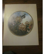 VINTAGE LITHOGRAPH PRINT CHINESE ART BUTTERFLY IN GARDEN ARTWORK BY T.C.... - £7.92 GBP
