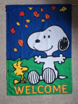 Garden Flag Snoopy Woodstock 38"x28" Decorative Yard Home Cute Fall Leaves Nice - £19.97 GBP