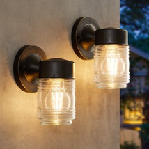 Outdoor Wall Lantern, Exterior Waterproof Wall Sconce Light Fixtures, Bl... - $51.82