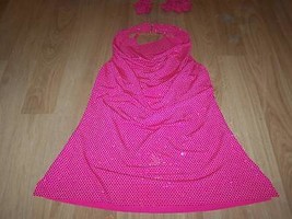 Adult Size Medium Algy Solid Pink Sequined Tap Jazz Dance Top &amp; Hair Scrunchies  - £19.12 GBP