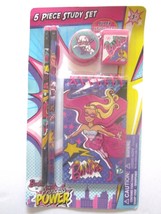 Barbie Princess Power 5 Piece Study Set - Memo Pad, Pencils, Eraser &amp; Sharpener - £4.72 GBP