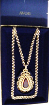 Vintage 1973 Avon Granada Teardrop Pendant Necklace Adj Double Rolo Chai... - $39.00