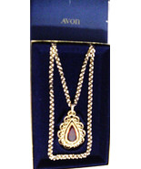 Vintage 1973 Avon Granada Teardrop Pendant Necklace Adj Double Rolo Chai... - £30.60 GBP
