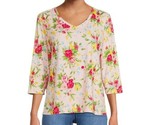 Pioneer Woman ~ 3/4 Sleeves ~ V-Neck ~ Sweet Rose T-Shirt ~ Size XL (16-18) - £17.78 GBP
